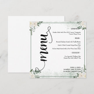 Menu de mariage rond et plat à écriture élégante e