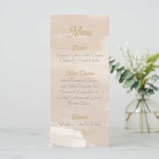 Menu de mariage rose pastel (Debout devant)