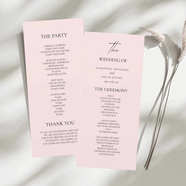 Menu de mariage rose poudré (Créateur téléchargé)