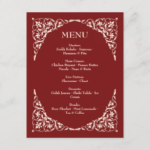 Menu de mariage Ruby Radiance Rouge profond et crè