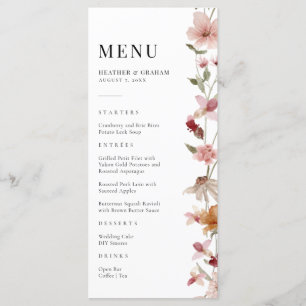 Menu de mariage rustique bohème