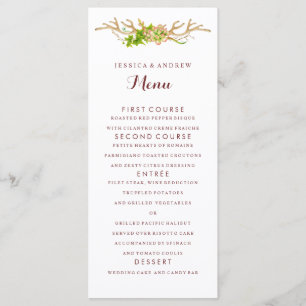 Menu de mariage Rustique Bois de Cerf & Fleurs sau