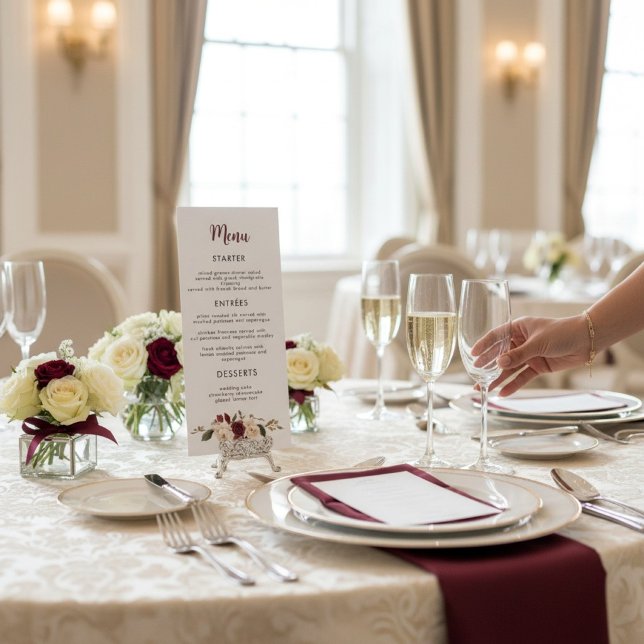 Menu de mariage Rustique Rose de Bourgogne (Créateur téléchargé)