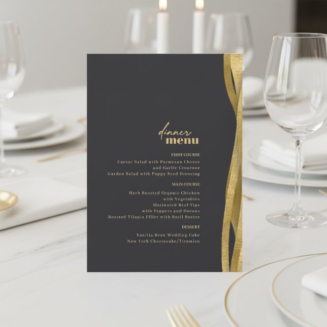 Menu de mariage Sculptural Waves Noir mat ID1312 (Créateur téléchargé)