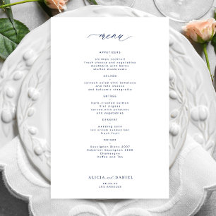 Menu de mariage simple avec typographie marine de