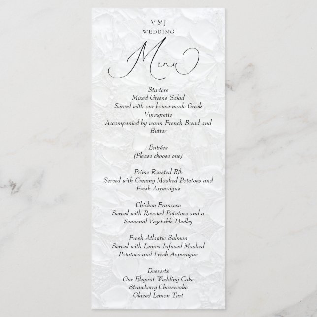 Menu de mariage simple blanc (Devant)