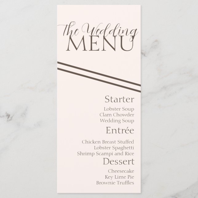 Menu de mariage simple café marron (Devant)