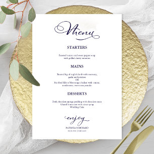 Menu de Mariage Simple Calligraphie Élégante
