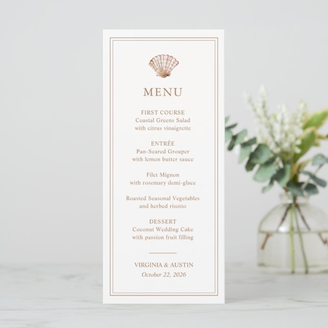 Menu de mariage simple classique sur la plage aux  (Debout devant)