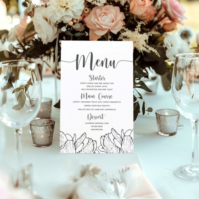 Menu de mariage simple floral moderne (Créateur téléchargé)