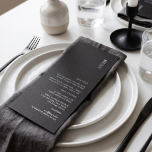 Menu de mariage simple noir et blanc