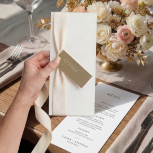 Menu de mariage simple noir et blanc neutre