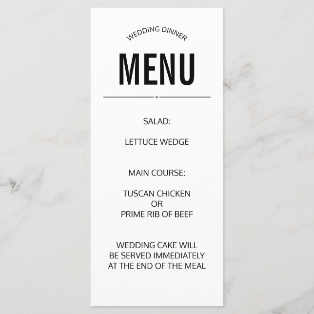 menu de mariage simple personnalisé modèle uni noi (Devant)