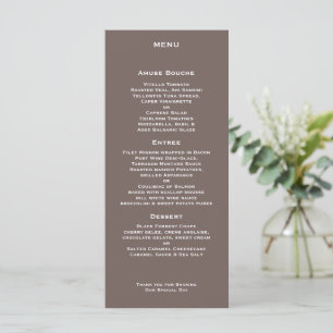 Menu de mariage sur écorce d'arbre moderne