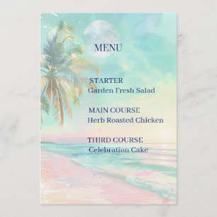 Menu de mariage sur la plage à l'aquarelle au clai