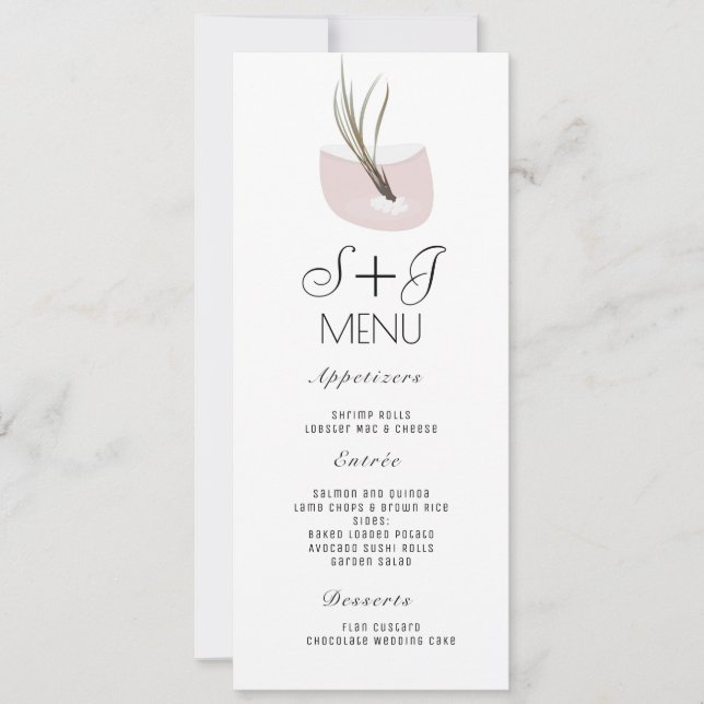 Menu de mariage terrarium de plante aérienne botan (Devant)
