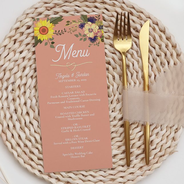 Menu de mariage Tournesol (Créateur téléchargé)