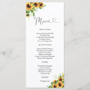 Menu de mariage Tournesol