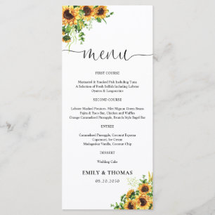 Menu de mariage Tournesol