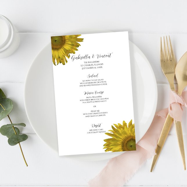 Menu de mariage Tournesol Jaune (Créateur téléchargé)
