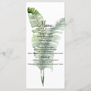 Menu de mariage tropical à deux feuilles de palmie