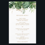 Menu de mariage tropical à la verdure dorée modern<br><div class="desc">Menu de mariage botanique moderne avec une bordure supérieure constituée de verdure tropicale peinte à l'aquarelle et de feuilles dorées fausses. Ces menus de mariage bon marché avec un thème tropical élégant sont imprimés sur des feuilles de papier pour une option économique et sont parfaits pour un mariage d'été de...</div>