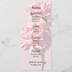 Menu de mariage Two Pink Carnations