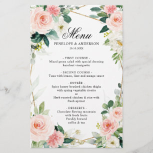 Menu de Mariage végétal géométrique flush