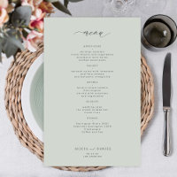 Menu de mariage vert sauge simple et économique