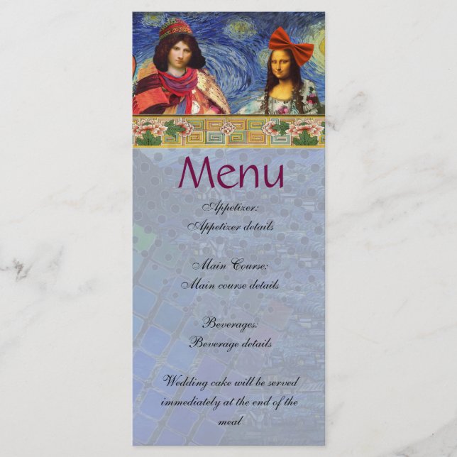 Menu de mariage vintage amusant et fantaisiste (Devant)