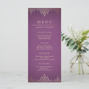 Menu de mariage vintage art déco or et violet