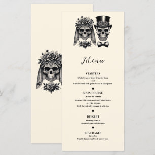 Menu de mariage vintage squelette noir et or crème