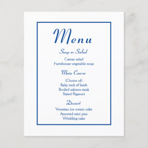 Menu de marine minimaliste Soirée de mariage moder