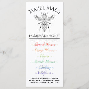 Menu de miel maison personnalisé