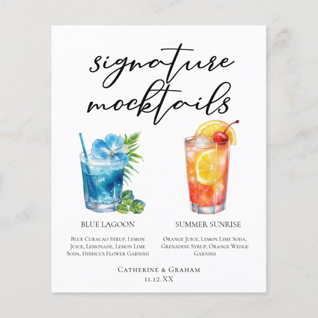 Menu de Mocktails Blue Lagoon Summer Sunrise (Devant)