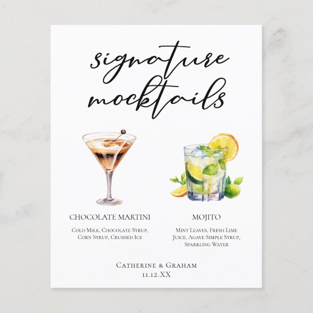 Menu de Mocktails de Mariage Martini au Chocolat M (Devant)