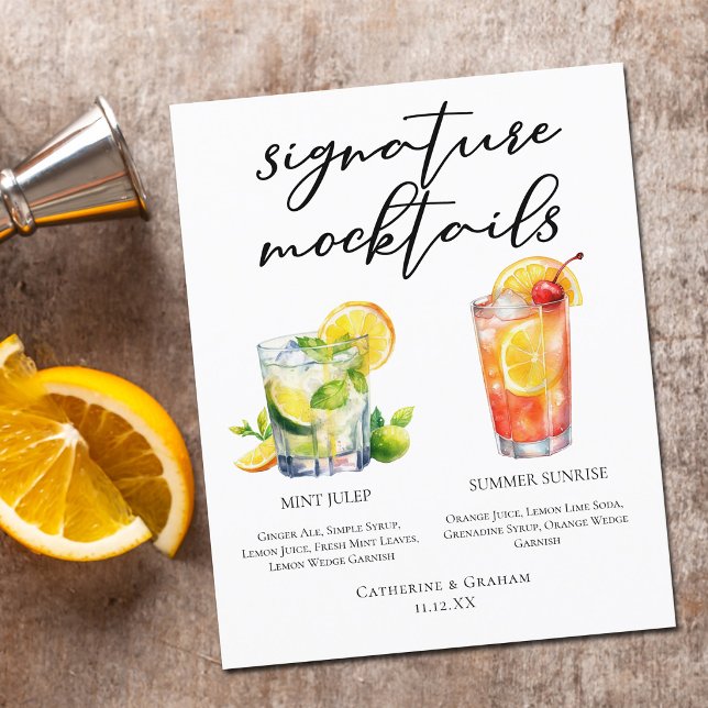 Menu de Mocktails de mariage Mint Julep Summer Sun (Créateur téléchargé)