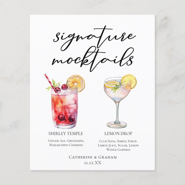 Menu de Mocktails Signatures Mignons Shirley Templ (Devant)