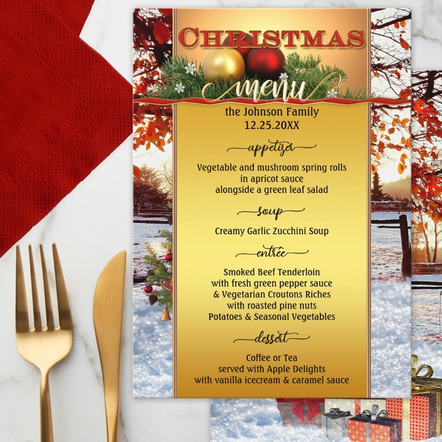 Menu de Noël artistique Festive Gold (Créateur téléchargé)
