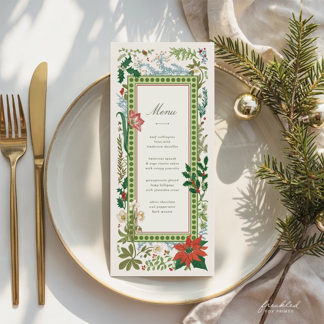 Menu de Noël botanique vintage (Vintage Botanical Christmas Menu)