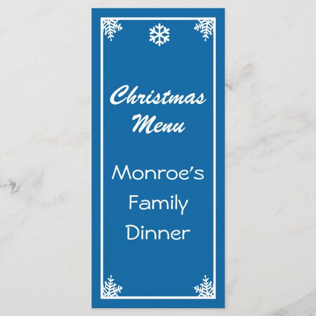 Menu de Noël Crystal Snowflake (Devant)