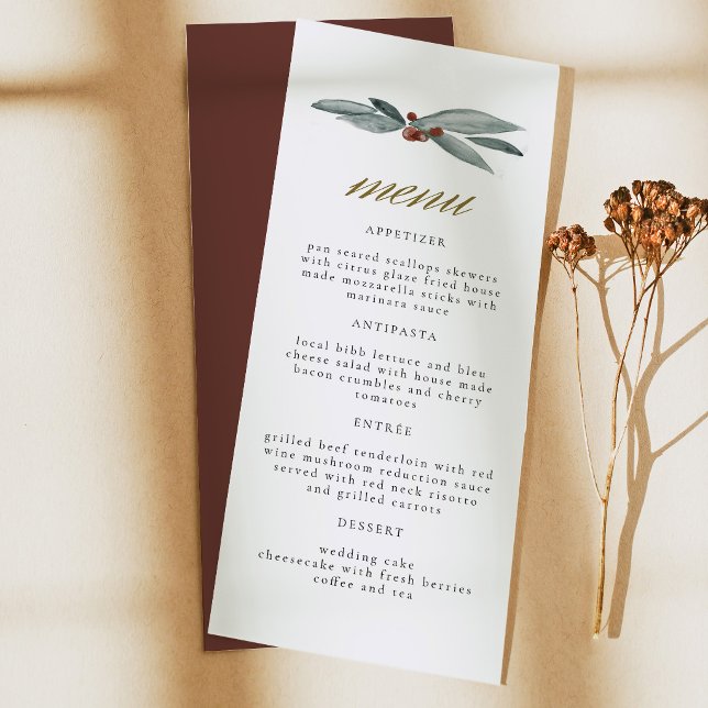 Menu de NOEL de mariage de vacances de baie d'hive (Créateur téléchargé)
