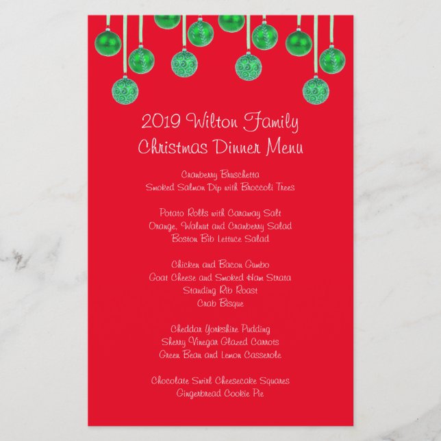 Menu de Noël en famille à conserver (Devant)