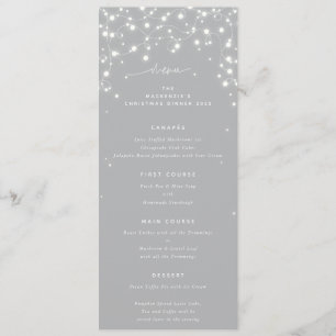 Menu de Noël plat 4 plats avec lumières scintillan