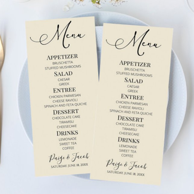 Menu de nourriture de mariage classique élégant mi (Créateur téléchargé)
