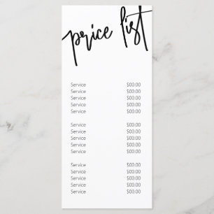 Menu de prix de service moderne en noir et blanc