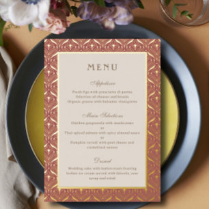 Menu de réception de mariage Art Déco sur carte à