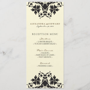 Menu de Réception de Mariage avec Timbre Décoratif