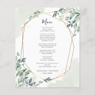 Menu de réception de mariage avec verdure d'eucaly