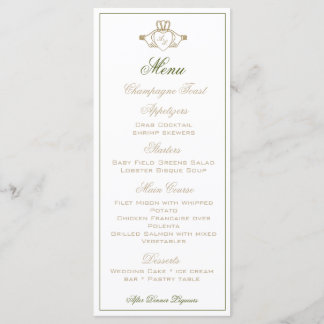 Menu de réception de mariage Claddagh